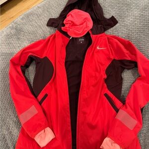 Nike Women’s Red and Dark Maroon Running Jacket with Hood